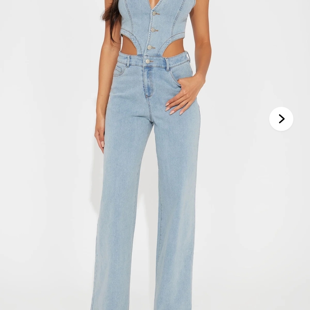 Fashion Nova Light Blue Denim Overalls Nwt Large L